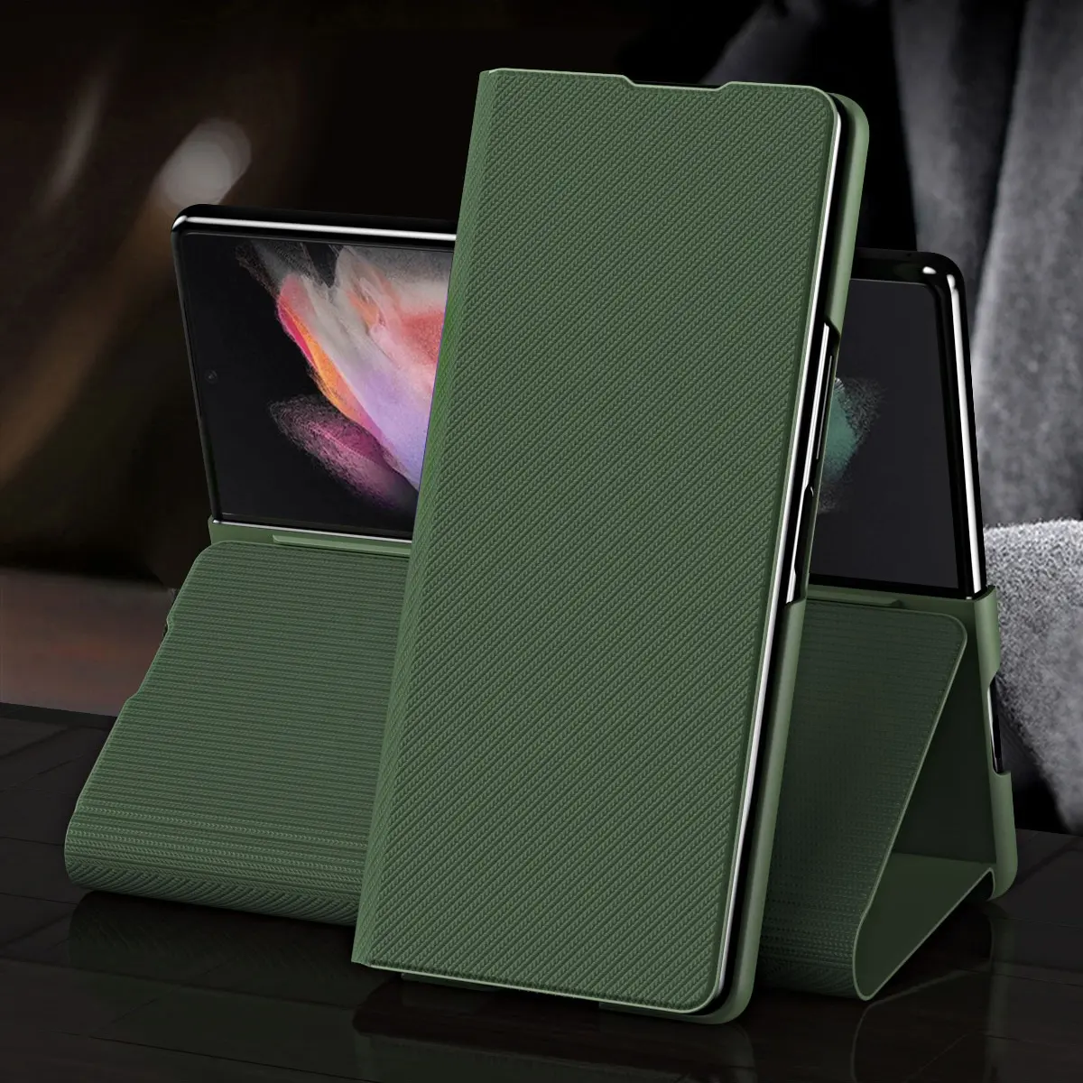 Best seller pu pc shockproof phone case for Samsung z fold 4 3 strong magnetic adorption back cover case for samsung z fold 4
