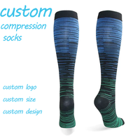 Échantillon Gratuit Vente en Gros Chaussettes de Compression Jeunesse Personnalisées à Impression Numérique pour Cyclisme et Basketball 20-30 mmHg
