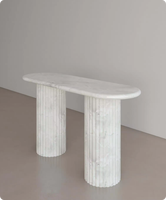 Table console ovale en marbre Calacatta Viola à pieds cannelés, prix d'usine de luxe, table console moderne pour hôtel, entrée, couloir