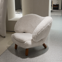 Fauteuil d'appoint en tissu bouclé, fauteuil lounge moderne rembourré avec pieds en bois pour salon et chambre