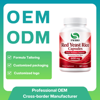 Capsules de levure de riz rouge à marque privée, formule nutritionnelle de riz fermenté, fabricant OEM ODM de capsules de levure de riz rouge