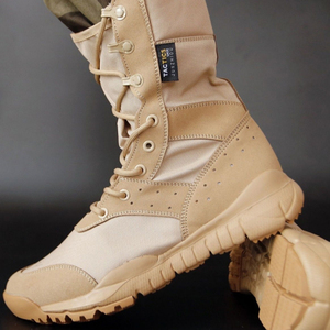 รองเท้าเดินป่าสำหรับฝึกซ้อม HKSF TSB1102 รุ่นซัมเมอร์ ระบายอากาศได้ดี น้ำหนักเบา พื้นรองเท้า EVA สีกากี แบบมีซิป - Product Image 4