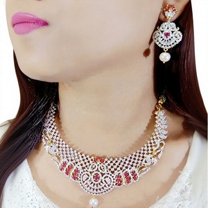 Handmade Unique Brass Choker Necklace Earring Set 14K Gold Plated Zircon Luxury Jewelry Trendy <b>Gift</b> Weddings & Party Engagement - Product Image 3