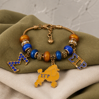 Mode fait à la main perles européennes lettres grecques doré caniche Animal Sigma Gamma Rho sororité Bracelets bijoux pour cadeau