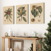 Art mural botanique HAOWAI OEM/ODM, impression de plantes vintage, trio de posters naturels anciens, décoration botanique rustique, cadeau pour les amoureux de la nature