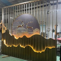Cloison de séparation de pièce en métal en rotin personnalisée découpée au laser en aluminium, cloison de séparation de pièce portable, écran de séparation de pièce