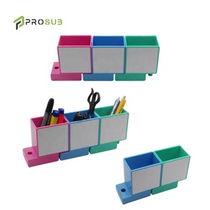 Prosub Sublimation porte-stylo blanc en plastique 3 couleurs bureau bureau crayon conteneur brosse Pot - Product Image 1