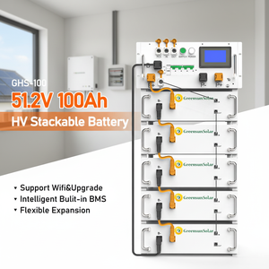 แบตเตอรี่ลิเธียม Greensun <span class=keywords><strong>New</strong></span> 51.2v 100ah 20KWH 30KWH 40kw 50KWH 60KWH แรงดันสูง สำหรับโซลาร์เซลล์ Lifepo4 พร้อมระบบจัดการแบตเตอรี่อัจฉริยะ (Smart BMS) - Product Image 1
