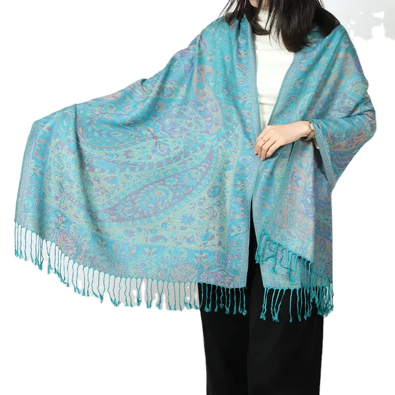 Cachemira chal de Pashmina suave elegante personalizado pashmina bufanda envoltura jacquard tejido de alta calidad pashmina bufanda para mujer