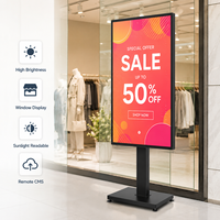 Layar LCD Iklan Jendela 43 Inci, Terpasang di Dinding, 2500 Nits, Digital Signage, Terlihat di Bawah Sinar Matahari, Tampilan Menghadap Jendela