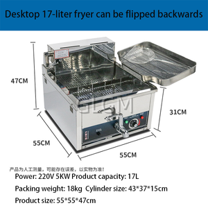 <span class=keywords><strong>Friteuse</strong></span> électrique professionnelle de comptoir à réservoir unique de 17 L pour frites, brochettes et poulet frit - Product Image 6