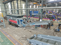 Ligne de recyclage mobile à chenilles haute efficacité pour le tri et le broyage de ferraille, acier, déchets de voitures, réfrigérateurs et climatiseurs