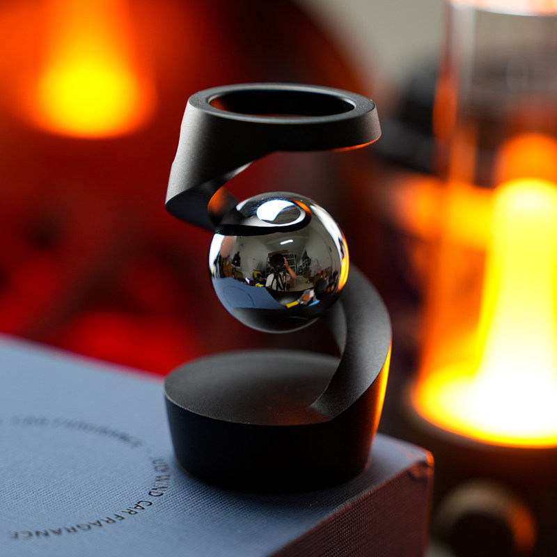 Base noire + pièces à main/objets de jeu à bille flottante argentée EDC