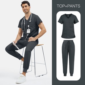 Conjunto Médico para Hombre, Top Ventas, Lavable, Manga Corta, Logotipo Personalizado, para Doctor y Enfermero, Cuello en V Elástico, Múltiples Bolsillos, Corte Atlético - Product Image 1