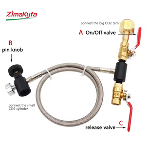 Adaptateur de recharge de CO2 avec tuyau tressé en acier de 24 pouces pour grand réservoir de dioxyde de carbone W21.8 pour le remplissage de bouteilles G1/2 - Product Image 5