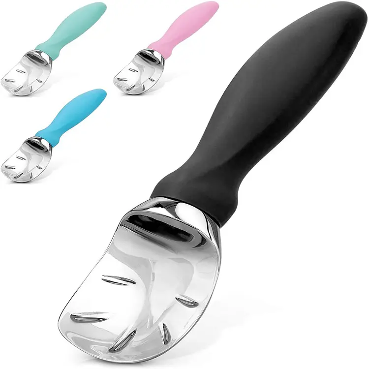 Ice Cream Scoop With Soft Easy Grip non slip Handle - Ice Cream Scooper With Built-in Lid Opener Heavy Duty Ice cream spoon