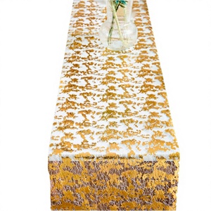 DAMAI Disposable <b>Gold</b> Foil Printed <b>Table</b> <b>Runner</b> Decorative <b>Table</b> Mat for Wedding Home Dining <b>Table</b> Party Decoration - Product Image 5