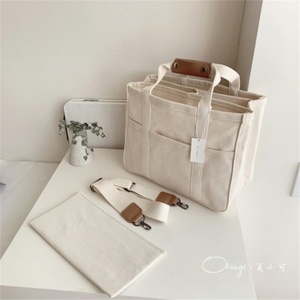 Sac fourre-tout en toile de coton personnalisé grande capacité, sacs de courses réutilisables - Product Image 5