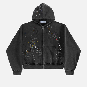 Sudadera con Capucha Extra Grande de Felpa con Pedrería, 100% Algodón, Lavado Ácido, Estilo Casual Urbano, Personalizada OEM de Alta Calidad - Product Image 1