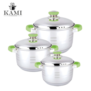 Juego de Cacerolas Modernas KAMI de Acero Inoxidable con Asas de Acero Inoxidable y Tapas de Vidrio, 3 Piezas Antiadherentes para Estufas de Gas e Inducción - Product Image 2