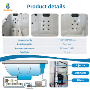 Baignoires à remous encastrées personnalisées, baignoire de <span class=keywords><strong>spa</strong></span> à hydromassage, acrylique, 5 places, <span class=keywords><strong>jacuzzi</strong></span> extérieur avec 32 jets et 20 lumières LED - Product Image 3
