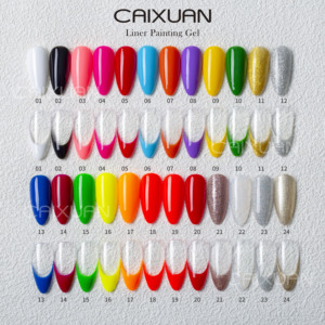 Nuova venuta Nail Art Liner Paint Gel OEM Factory UV/LED Curing 24 Color Line Gel Nail Polish - Product Image 1
