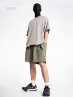 Shorts d'été à taille élastique avec cordon de serrage réglable et poches pour hommes en polyester et nylon