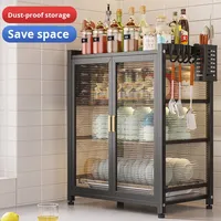 Étagère de rangement multifonctionnelle pour la cuisine, support à vaisselle multi-niveaux anti-poussière