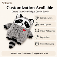 Peluche personnalisée OEM en forme de raton laveur, jouet en peluche doux à poils bouclés, peluche lestée pour enfants, adolescents et adultes