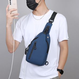 Nouveau sac de poitrine pour homme en PU, gris, noir, bleu foncé, quatre compartiments, résistant à l'usure, sac bandoulière pour voyage d'affaires - Product Image 3