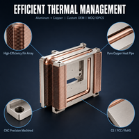 Dissipateur thermique en aluminium à ailettes empilées avec tube de cuivre irrégulier personnalisé pour module d'alimentation d'équipement électronique industriel