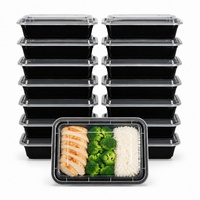 Boîte à lunch jetable en plastique HD de 32 oz de luxe avec couvercle pour les plats à emporter, la maison et les restaurants