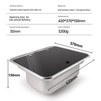 Évier de cuisine compact et pliable pour caravane, en acier inoxydable SUS304 avec couvercle, pour camping-car, bateau, yacht, cuisine mobile miniature, OEM personnalisé