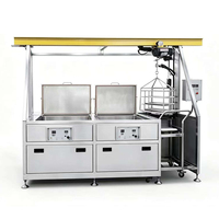 Máquina de Limpieza Ultrasónica Industrial Totalmente Automática Tipo Pórtico de Doble Tanque con Brazo Robótico y Control PLC para Piezas de Automóviles y Hardware