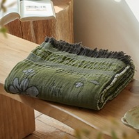 Personalisierte Logo-Decke aus 100 % Baumwolle, gewebter Musselin, umweltfreundlich, Vintage-Quasten, tragbare AC-Decke für Sofa, Büro, Nickerchen, als Geschenk