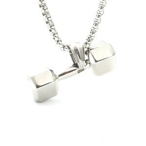 Yunnique – collier avec pendentif haltère en acier inoxydable, bijoux unisexes à la mode, cadeau - Product Image 1
