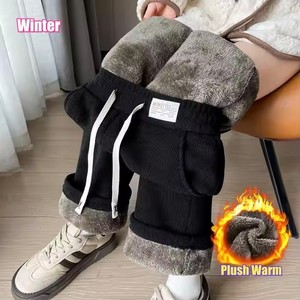 Women Thick Plush <b>Warm</b> Winter Seamless Fleece High Waist Long Straight Pants Fashion Drawstring Casual Trousers - Product Image 6