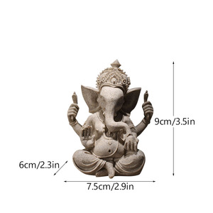 Statuetta in Resina del Dio con Testa di Elefante, Ispirazione Zen, Dipinta a Mano, Ecologica, Decorazione per la Casa, Artigianato da Scrivania - Product Image 1