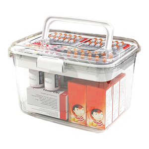 Clear Multilayer PP <b>Plastic</b> First Aid Kit Medicine Storage <b>Box</b> with Folding Design 6-10L Capacity Grid Storage Bins - Product Image 1