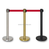 Poteau de séparation de ligne avec ruban en acier, barrière rétractable, poteau de contrôle de foule, barrière rétractable