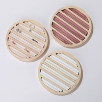 Support de présentation en bois pour bijoux, en cuir et velours doux, multifonctionnel, pour colliers, boucles d'oreilles, bagues, chaîne, présentoir de table