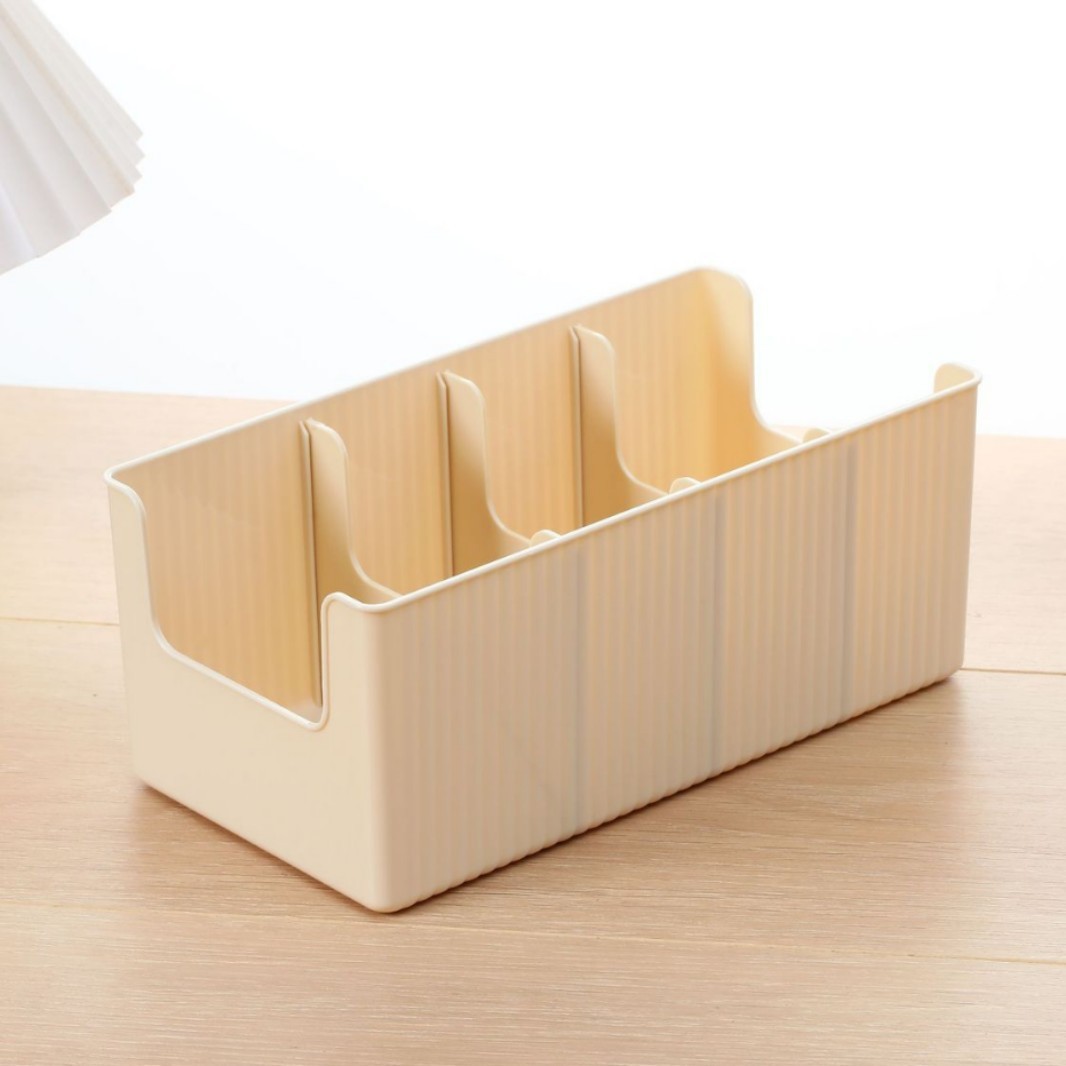 PET belt storage box [adjustable dividers] - Beige