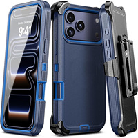 Étui de téléphone neutre OTT couleur unie triple protection avec support pour iPhone 17 Pro Max
