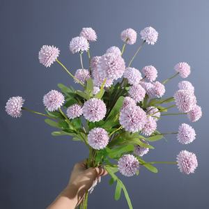 פרח דנדליון מלאכותי סיטונאי, כדור פרחים בגובה 51 ס\\\"מ, גבעול יחיד, פרח משי לחג ההודיה, חג המולד, חתונה, עיצוב הבית - Product Image 4