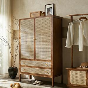 Armario de Dormitorio Moderno de Madera de Ratán con Almacenamiento de Doble Puerta <span class=keywords><strong>para</strong></span> <span class=keywords><strong>Abrigos</strong></span> y Sombreros - Product Image 1