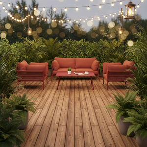 Conjunto de Sofás de Exterior de Estilo Antiguo Contemporáneo para Patio de Hotel y Uso en Comedores - Muebles Resistentes a la Oxidación de Grado Comercial - Product Image 1