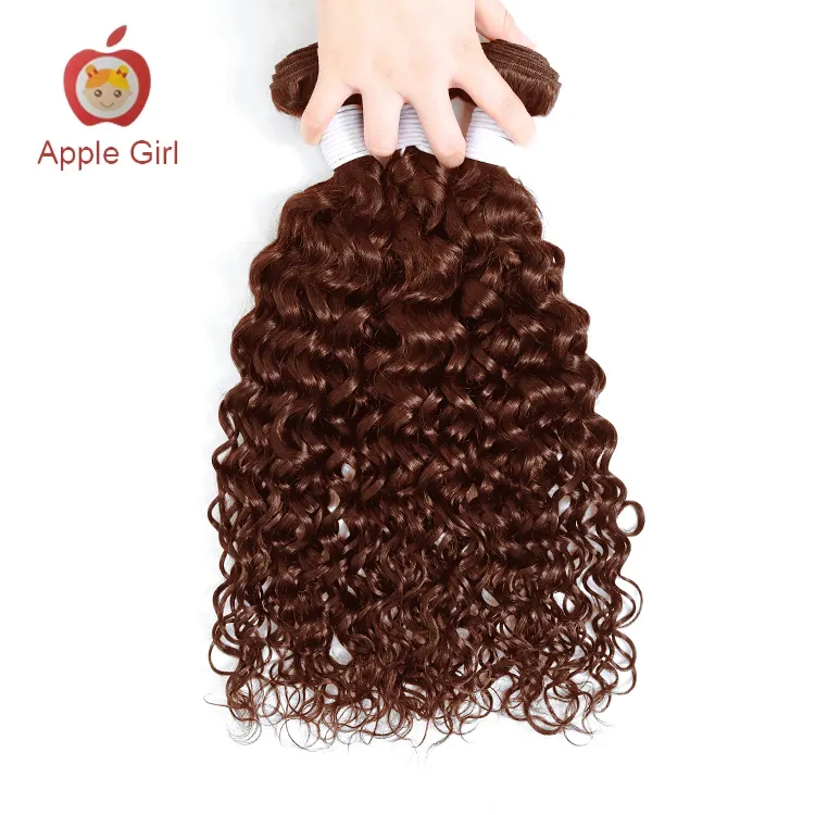 Factory Wholesale Virgin Cuticle Aligned Hair Remy Peruvian Water Wave Hair Bundles Light/Dark Brown Colored Human Hair Bundles