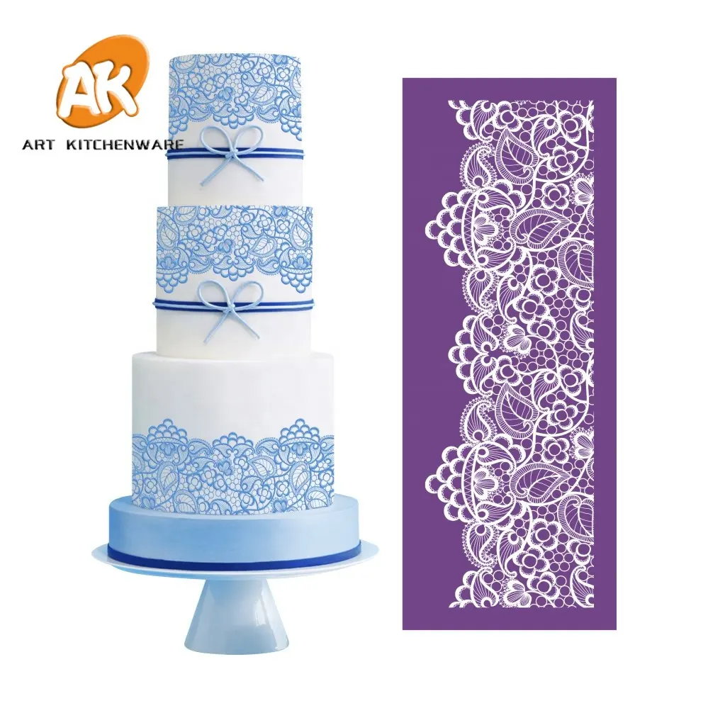 AK Fondant Alat Dekorasi Kue, Kue Kering Icing Transparan Lembut Set Stensil Jaring Kue Pernikahan