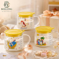 Bouteille en verre cylindrique transparente de 400 ml avec logo personnalisé, en gros, écologique, recyclable, motif dessin animé mignon pour aliments