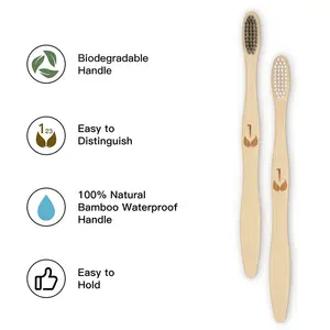 Smooth & Natural Bamboo Handle Adult Toothbrush Pack Of 12 Toothbrushes Natural Charcoal Bamboo Toothbrush